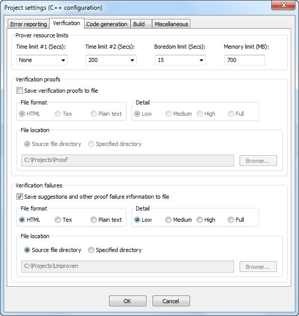 Verification settings